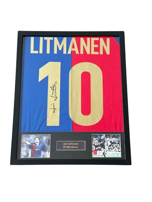 Jari Litmanen gesigneerd FC Barcelona thuisshirt, Verzamelen, Sportartikelen en Voetbal, Zo goed als nieuw, Shirt, Verzenden