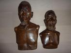 2 Congolese houten bustes, Antiek en Kunst, Ophalen