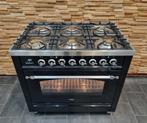 🔥Luxe Fornuis Boretti 90 cm hoogglans zwart 6 pits 1 oven, 60 cm of meer, 5 kookzones of meer, Vrijstaand, Energieklasse A of zuiniger