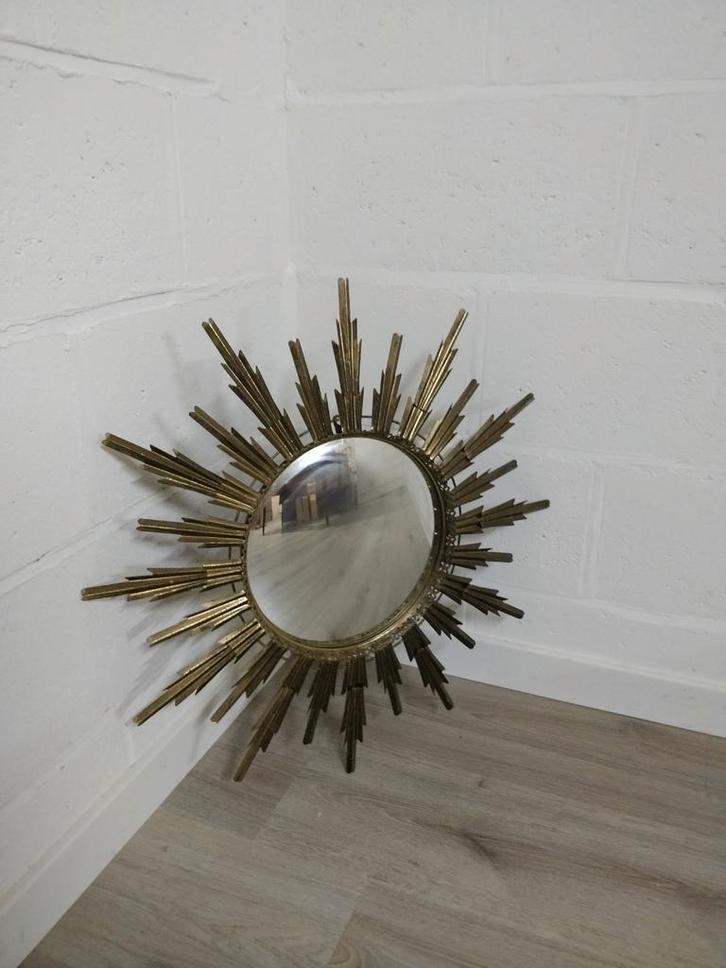 Vintage bolvormige zonnespiegel | mid century Deknudt, Huis en Inrichting, Woonaccessoires | Spiegels, Zo goed als nieuw, Ophalen of Verzenden