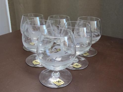 Vintage Kisslinger Kristallen Cognacglazen gegraveerdg, Antiek en Kunst, Antiek | Glaswerk en Kristal, Ophalen of Verzenden