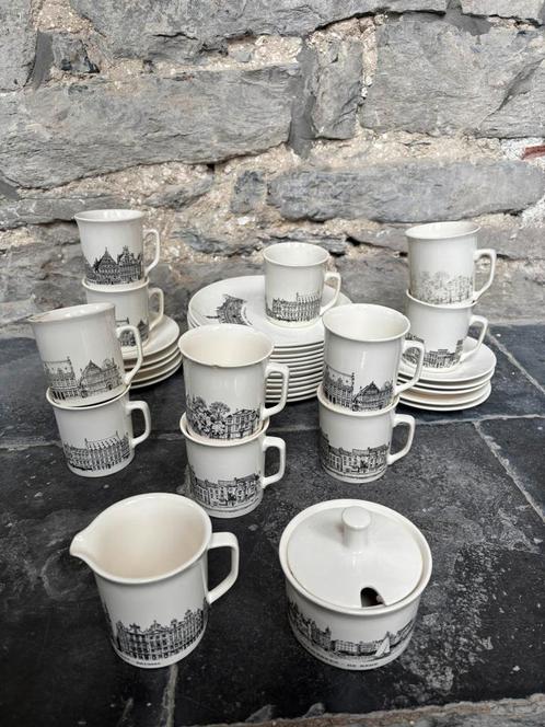 Koffie- of theeset Villeroy & Boch (Belgische steden), Antiek en Kunst, Antiek | Servies compleet, Ophalen of Verzenden