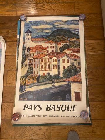 Ancienne affiche pour promotion par le train au pays Basque, Collections, Enlèvement ou Envoi, Comme neuf