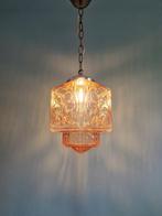 Art Deco lichtroze glazen hanglamp, 1920-30, Antiek en Kunst, Ophalen of Verzenden