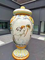 Castelli Italy ceramiche Majolica Putti engel keramiek vaas, Ophalen, Gebruikt, Overige materialen