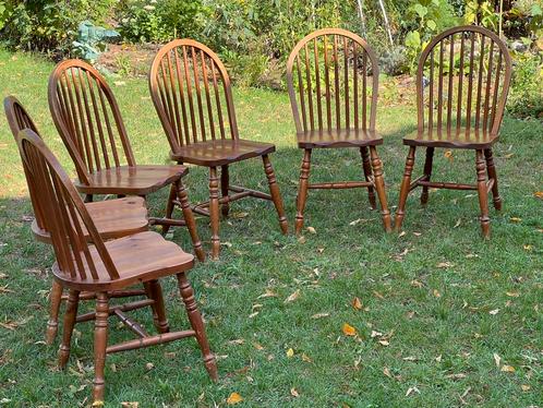 6 Windsor Stoelen - Hout - Bruin, Antiek en Kunst, Antiek | Meubels | Stoelen en Sofa's, Ophalen