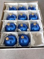 Kerstdecoratie 11 ballen in glas + 2 slingers 3 m blauw, Ophalen of Verzenden, Gebruikt