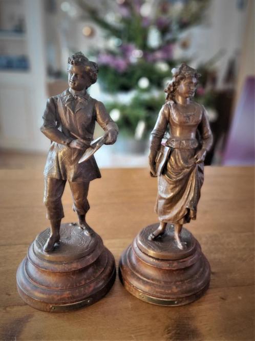 2 beelden van Théodore Doriot 19e, Antiek en Kunst, Antiek | Brons en Koper, Verzenden
