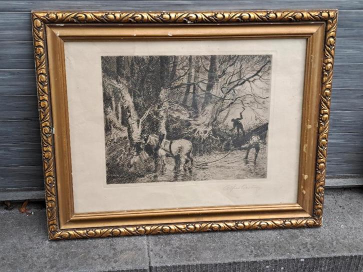 eau forte signe alfred bastien, Antiquités & Art, Art | Eaux-fortes & Gravures, Enlèvement ou Envoi