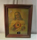 Mooie Oude Prent van Het Heilige Hart van Christus - 51x41, Antiek en Kunst, Antiek | Religieuze voorwerpen, Ophalen of Verzenden