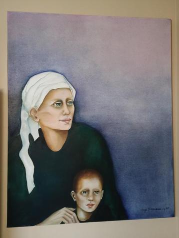 Canvas moeder met kind (100x80) beschikbaar voor biedingen