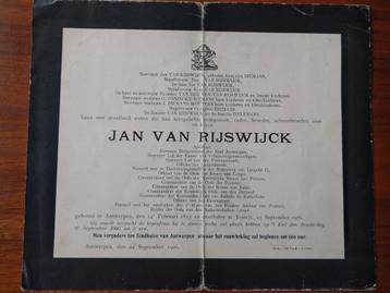 Doodsbrief Jan Van Rijswijck