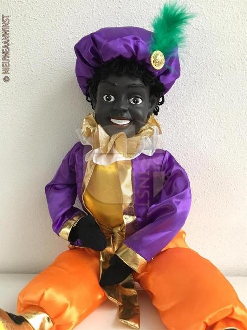 Authentieke V&D etalage zwarte Piet pop - 60cm, paars/oranje, Divers, Saint-Nicolas, Comme neuf, Envoi