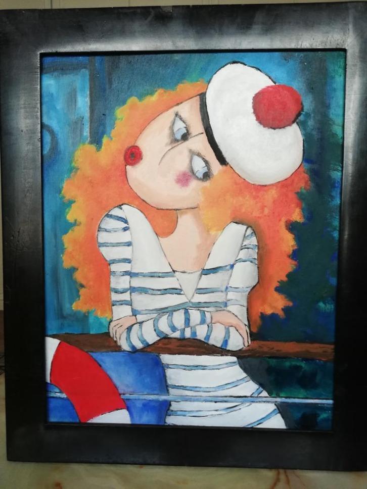 * A. Leroy: stadsmeisjes 6; schilderij, Antiek en Kunst, Kunst | Schilderijen | Modern, Ophalen of Verzenden