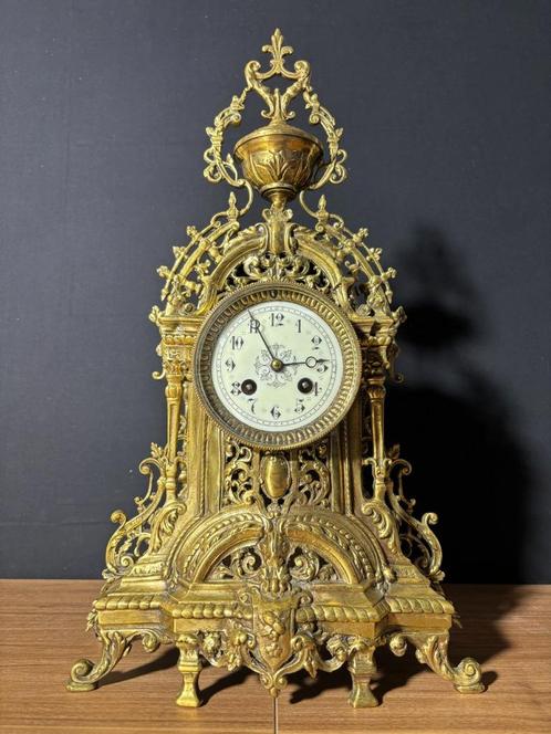 (52) Antieke Franse Bronzen Regency Stijl Pendule ca.1890, Antiek en Kunst, Antiek | Klokken, Ophalen of Verzenden