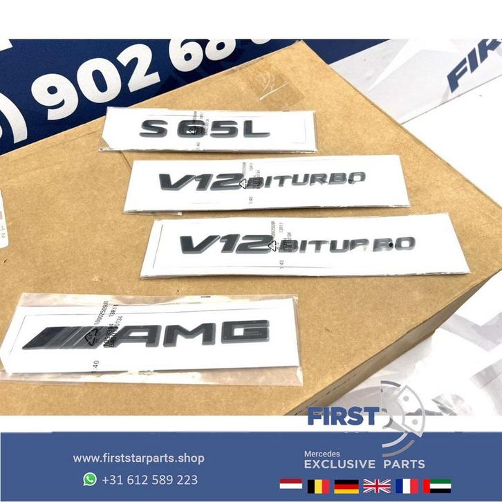 W222 W223 W217 S65 AMG LOGO SET ZWART S 65 L EMBLEMEN SET Me, Auto-onderdelen, Carrosserie, Mercedes-Benz, Gebruikt, Ophalen of Verzenden