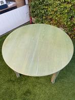 Groene ronde eettafel - uitschuifbaar tot 160cm, Ophalen, Gebruikt, 100 tot 150 cm, Vijf personen of meer