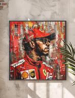 Uniek XXL Glasschilderij | Lewis Hamilton Ferrari - 6 sizes, Oorspronkelijke maker, Verzenden, Nieuw, 125 cm of meer