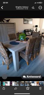 Zes stoelen rotan plus kussen, Huis en Inrichting, Stoelen, Ophalen, Bruin, Riet of Rotan, Zo goed als nieuw