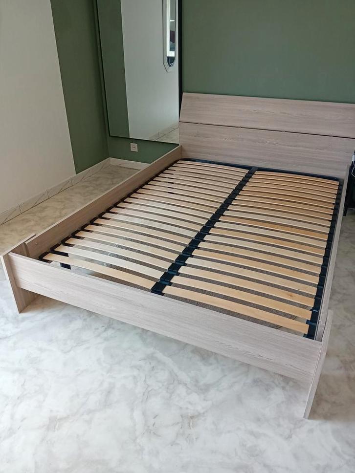 Bedframe beige 140 x 200 ZONDER LATTENBODEM, Huis en Inrichting, Slaapkamer | Bedden, Gebruikt, Tweepersoons, 140 cm, 200 cm, Hout