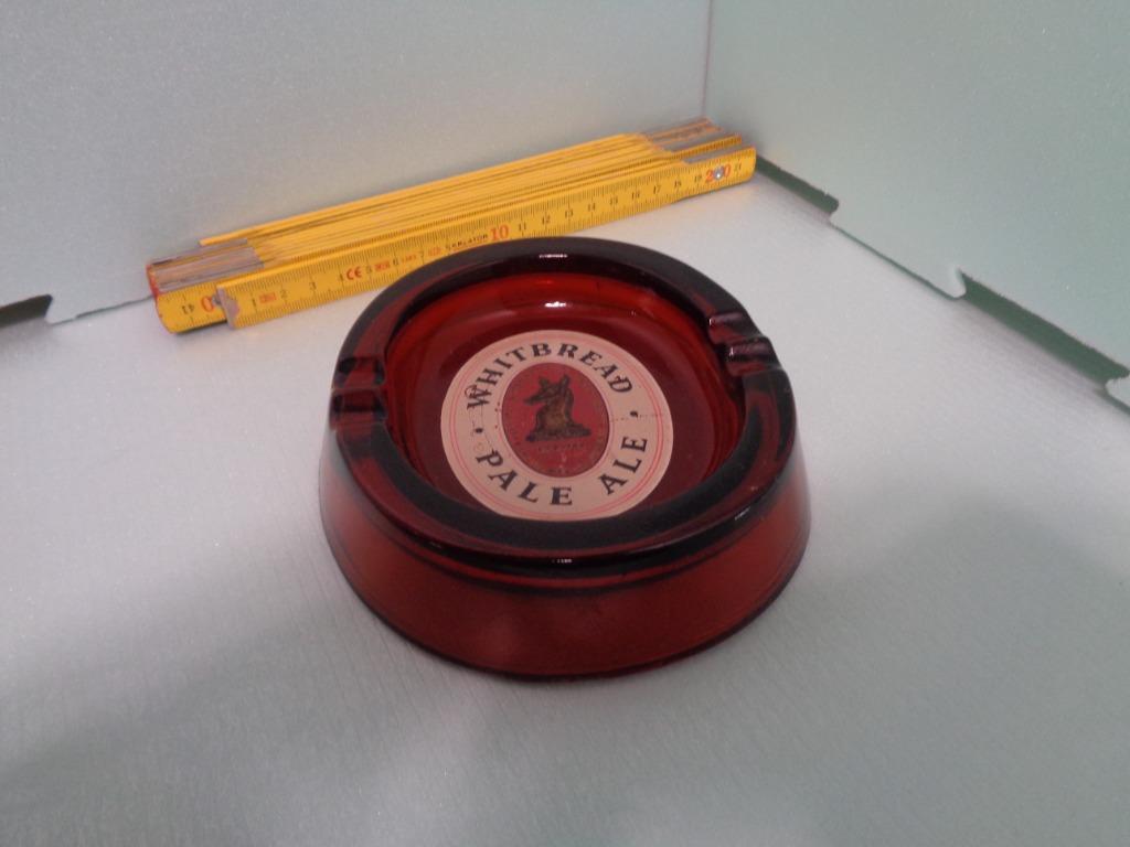 Oude ovale asbak in bruin glas MET BROOD PALE ALE in tr, Ophalen of Verzenden, Zo goed als nieuw, Asbak