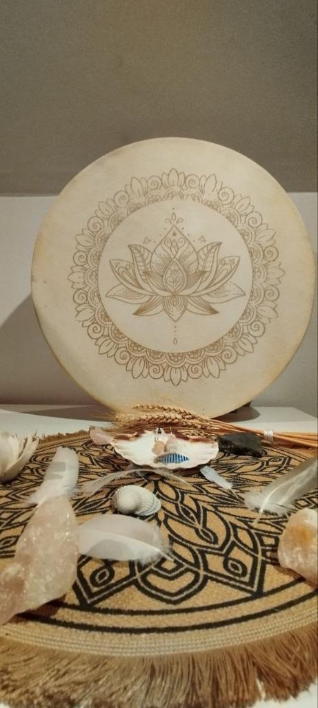 Sjamanistische trommel 46 cm geitenleer — dons voor de kerst, Muziek en Instrumenten, Percussie, Nieuw, Trommel, Ophalen of Verzenden