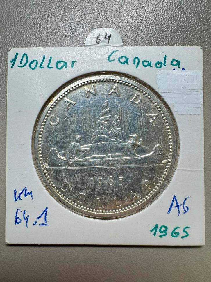 4 x Canada 1 dollar 1965, 1967, 1967 en 1967 zilveren munten, Postzegels en Munten, Munten | Amerika, Losse munt, Noord-Amerika