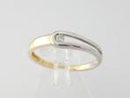 18 karaat Gouden Bicolor Damesring Ring grote Briljant M18, Avec pierre précieuse, Or, 18 à 19, Femme