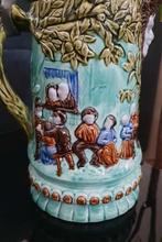 Grande chope à bière ancienne et rare peinte à la main., Envoi