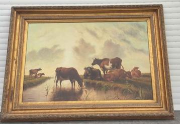 Huile sur toile vaches signe d windmeulen beschikbaar voor biedingen