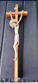 Crucifix bois et laiton 35cm sur 10cm, Comme neuf, Enlèvement ou Envoi