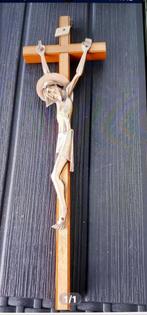 Crucifix bois et laiton 35cm sur 10cm, Ophalen of Verzenden, Zo goed als nieuw