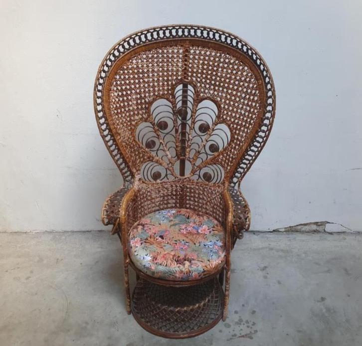 Vintage emmanuelle pauwenstoel - peacock chair, Antiek en Kunst, Antiek | Meubels | Stoelen en Sofa's, Ophalen of Verzenden