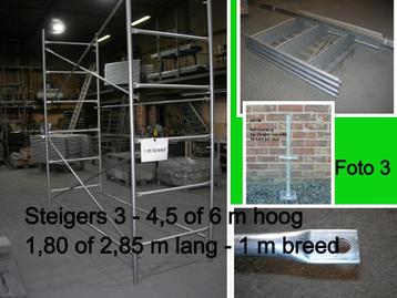 steigers 3 - 4,5 of 6 m hoog - kaders 1 m breed - stellingen beschikbaar voor biedingen