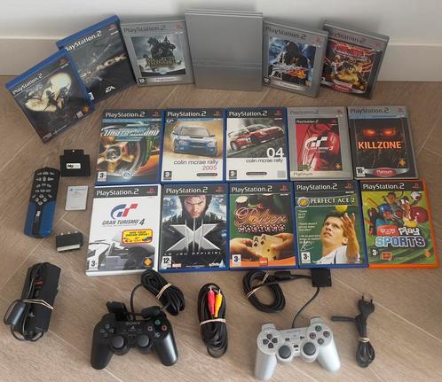 Sony PlayStation2 Slim Console + 2 Controllers + 14 Games, Games en Spelcomputers, Spelcomputers | Sony PlayStation 2, Gebruikt