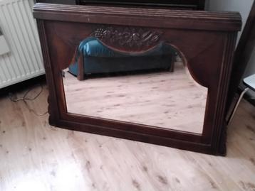 Beau miroir, cadre en bois avec sculpture, état authentique, Enlèvement, Autres formes, 100 à 150 cm, Moins de 100 cm