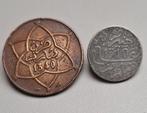 Maroc 2 pièces argent et bronze, Enlèvement ou Envoi