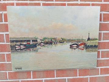 oud schilderij Clocquet haven Nieuwpoort