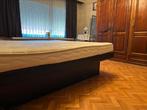 Waterbed 2p zwarte lederen kader - reserve verwarm element, Huis en Inrichting, Slaapkamer | Waterbedden, Ophalen, Zo goed als nieuw