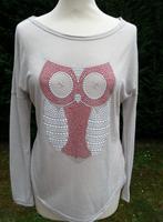 longsleeve beige uil in strass zilver - wit - rood Nieuw TU, Vêtements | Femmes, T-shirts, Neuf, Enlèvement ou Envoi, Manches longues