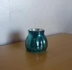 Gratis Glazen Turquoise zilver theelichtjes houder windlicht, Huis en Inrichting, Ophalen of Verzenden