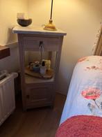 Eikenhouten  nachtkastje met stenen blad., Huis en Inrichting, Slaapkamer | Nachtkastjes, Ophalen, Gebruikt