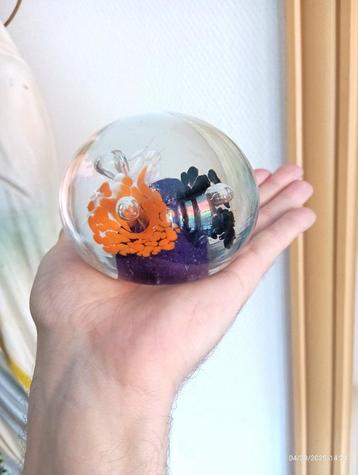 Ancienne boule sulfure verre presse papier vintage, Enlèvement ou Envoi
