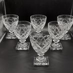 6 verres à porto modèle gondole losange du Val Saint Lambert, Ophalen