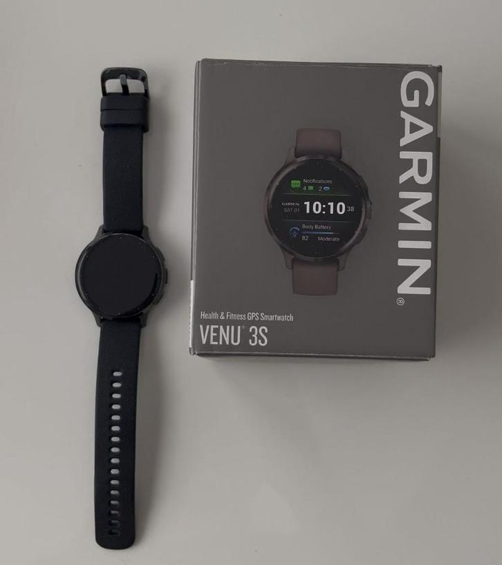 Garmin Venu 3S (41mm), Handtassen en Accessoires, Sporthorloges, Gebruikt, Zwart, Afstand, Calorieverbanding, Conditie, GPS, Hartslag