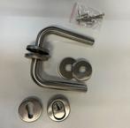 Inox deurkruk met bijhorende cilinderrozassen. NIEUW!, Enlèvement ou Envoi, Neuf, Inox, Loquet ou Poignée