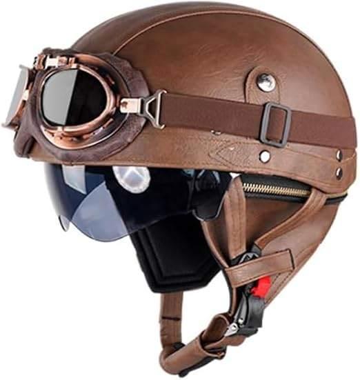 Retro lederen motorhelm | Vintage helm | GRATIS LEVERING, Motoren, Kleding | Motorhelmen, Heren, Overige typen, M, Overige merken