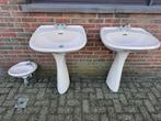 Vintage porseleinen wastafels met voet + handwastafel, Ophalen, Zo goed als nieuw