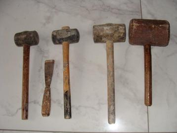 anciens outils, divers maillets, vintage beschikbaar voor biedingen