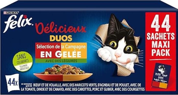 Felix Purina Délicieux Duo | Kattenvoer | 44 x 85 gram, Dieren en Toebehoren, Dierenvoeding, Kat, Verzenden